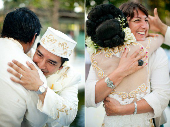 Bunn Salarzon - indonesian bride and groom greeting guests