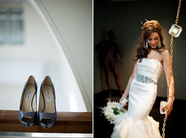 Bunn Salarzon - bride in vera wang dress and jimmy choo shoes