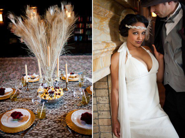 Bunn Salarzon - feather wedding table centerpiece