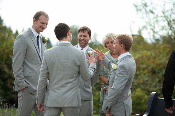 Bunn Salarzon - groom laughing with groomsmen before wedding ceremony