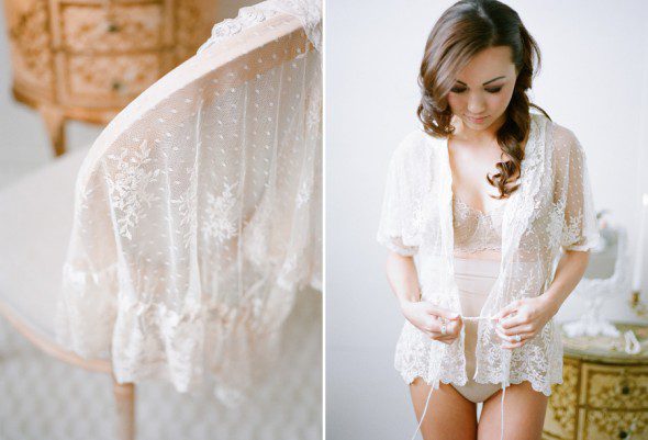 Bunn Salarzon - white lace robe for bridal boudoir pictures
